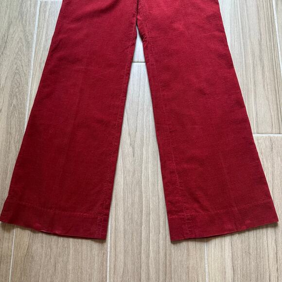 Women's Vintage Red Wide Leg Bell Bottom Flare Pants High Waist Corduroy W24 - Picture 3 of 11